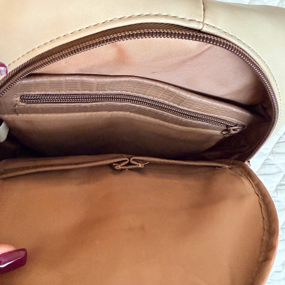 Tan and Brown Small Backpack Purse - Picture 4 of 5